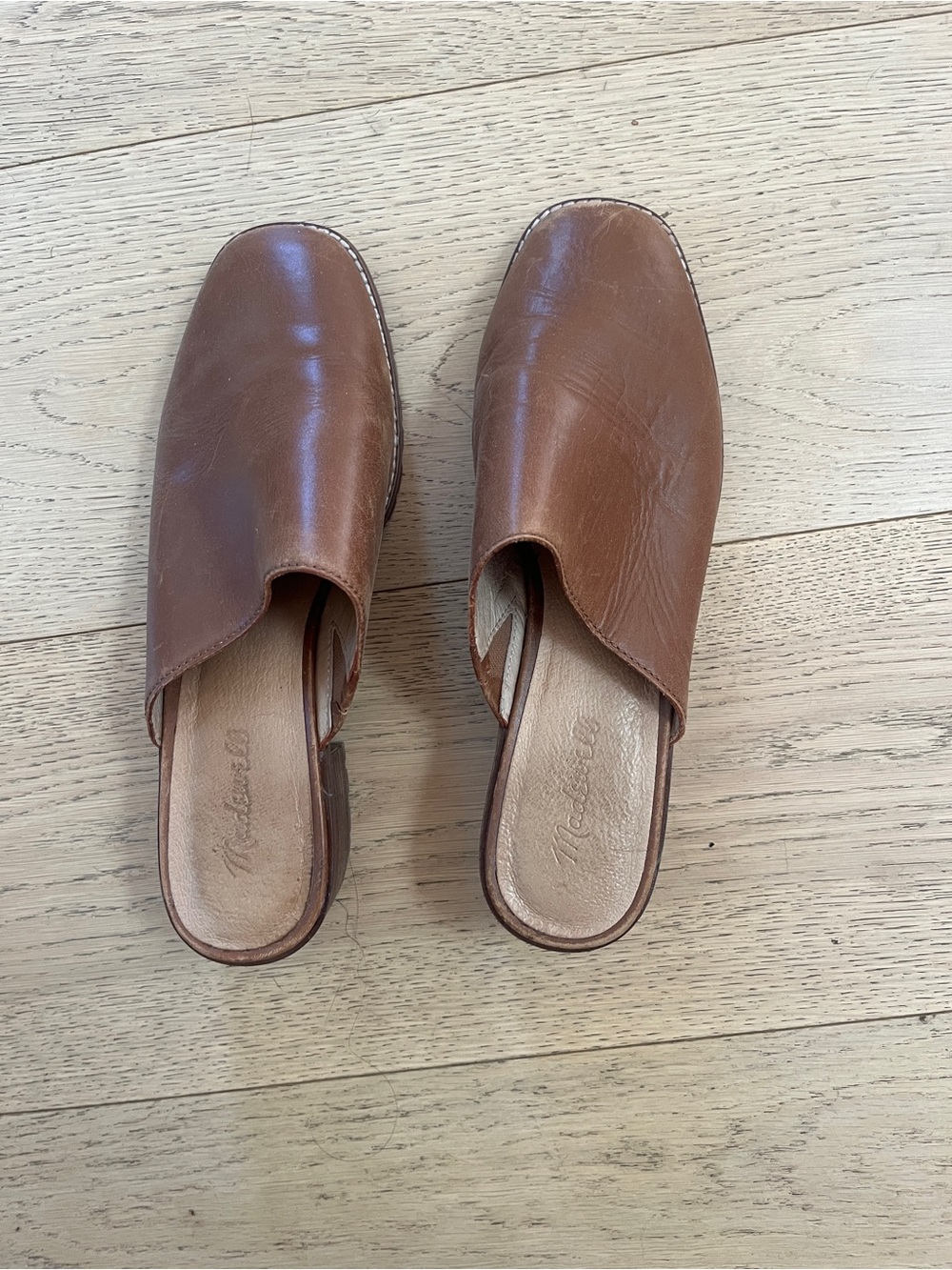 Madewell Wonen’s Brown Leather Slide Mules